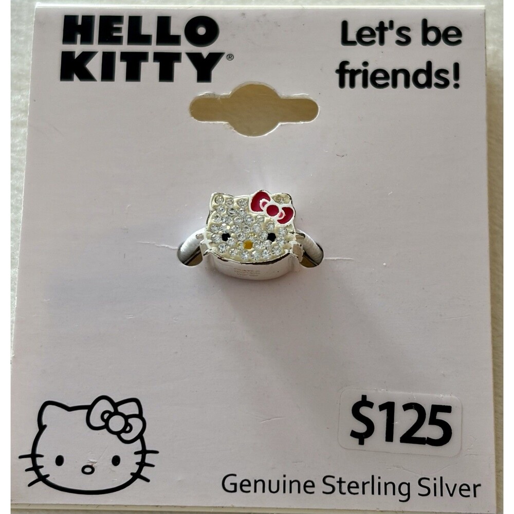 Sanrio “Hello Kitty” Sterling Silver Charm with Crystals & Red Bow-Ret $125- NWT